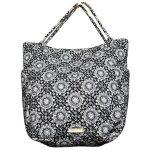 Vera Bradley Quilted Tote Bag in Black and Blue Medallion Pattern